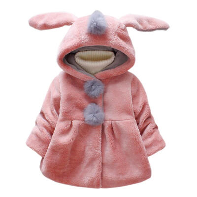

Winter Imitation Berber Fleece Baby Tops Jacket Hooded Solid Color Coat