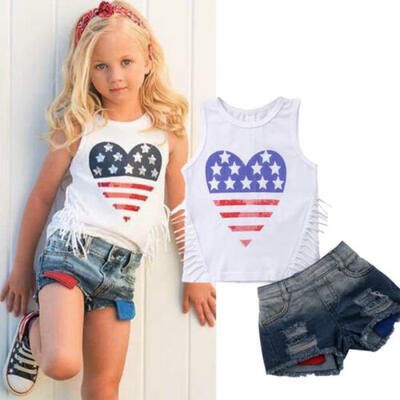 

Toddler Baby Kids Girls Tops VestShorts Pants Summer Outfits 2PCS Clothes Set