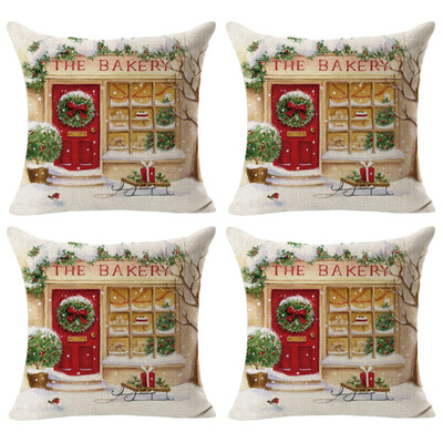 

Siaonvr 4PCS Linen Square Throw Flax Pillow Case Decorative Cushion Pillow Cover