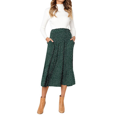 

Roseonmyhand Women Casual Retro High Waist Floral Long Dress Print Skirt