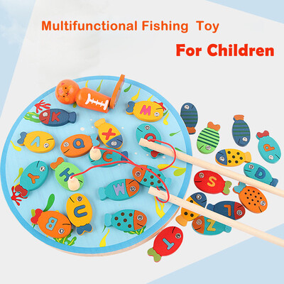 

YIWULAMagnetic Wooden Fishing Game Toy For Toddlers Alphabet Fish Catching