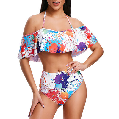 

Paint Splatter Ruffle Bikini Set