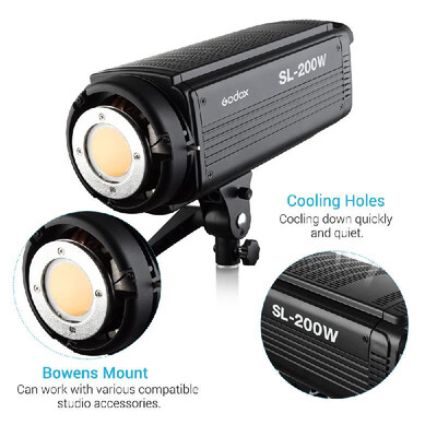 

Godox SL200W 5600K 200W High Power LED Video Light Adjustable brightness Wireless Remote Control with Bowens Mount for Photo Studi