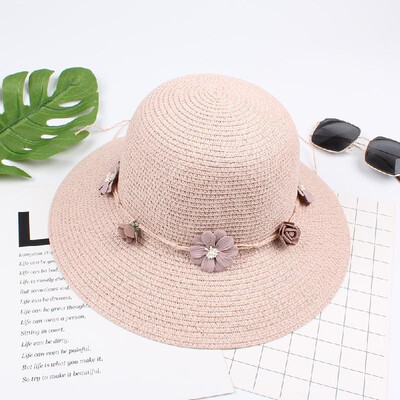 

Summer Women Flower Straw Hat Garland Wide Brim Sun Beach Cap Floral Fedora Trilby Hat