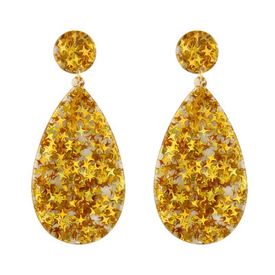 

Novelty 1Pair Exaggerated Glitter Bright Sequins Drop Leather Pendant Earrings Bohemian Shiny Pendant Earrings