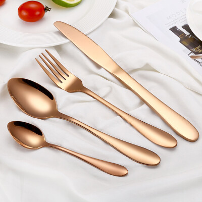 

Gobestart 4PCS Stainless Steel Upscale Dinnerware Flatware Cutlery Fork Spoon Teaspoon RG