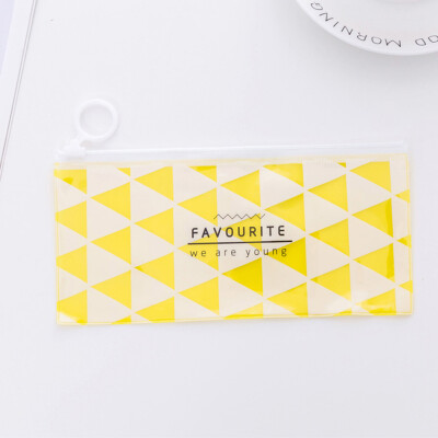 

Available Cute Small Fresh Ring Flat Pull Bag Translucent Storage Pencil Bag For School Office Supplies