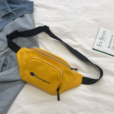 

2019 new simple wild waist bag female casual personality letter shoulder slung bag fashion sports canvas bag