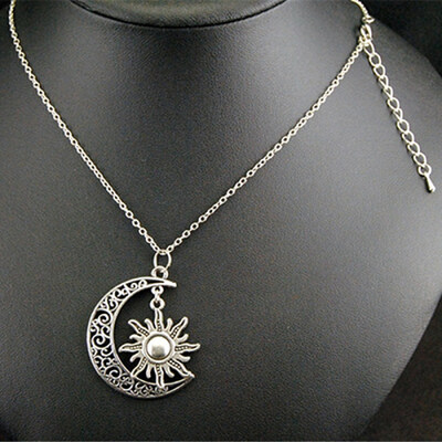 

Unisex Vintage Sun Moon Pendant Alloy Chain Necklace Jewelry Charms