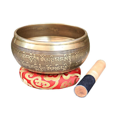

Tibetan Copper Buddha Sound Singing Bowl Set Meditation Musical Instrument Home decoration with Striker And Cushion