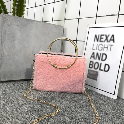 

Tailored Women Bag Solid Color Hairy Shoulder Bag Student Messenger Fashion Wild Lady Bag