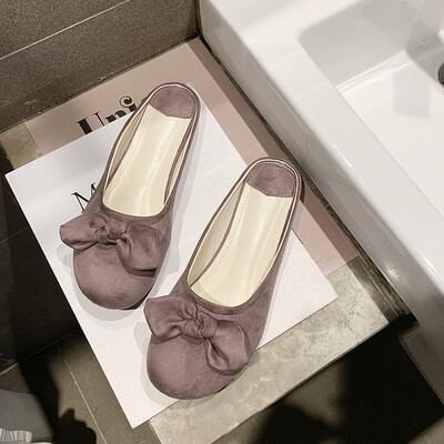 

Chic cute candy color Muller shoes ins tide summer college wind butterfly flat bottom slippers
