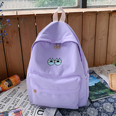 

Fashion Women Nylon Solid Color Capacity Student Backpack Travel Couple Bag