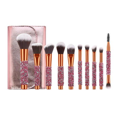

10pcs Professional Makeup Brushes Set Sequin Eye Shadow Brush wLeather Bag
