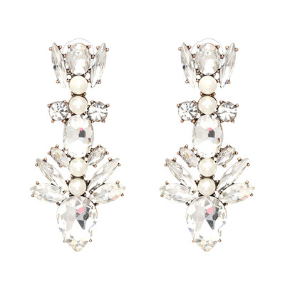 

2018 New Fashion Trendy Jewelry Big Crystal Dangle Drop Earrings Colorful Geometric Earrings For Women Wholesale J50166