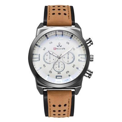 

Men Leisure Fashion Business Quartz Watch Leather Strap Analog Wristwatch
