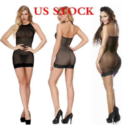 

US Women Girls See-through Dress Bikini Cover Up Mesh Sheer Short Dress Babydoll