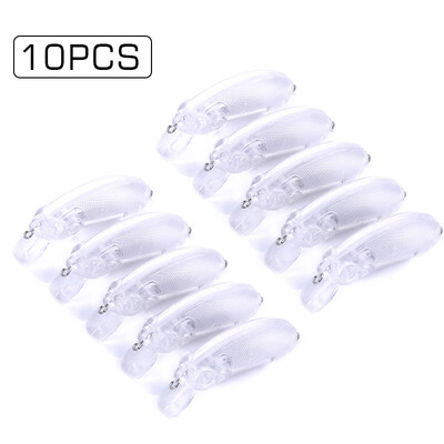 

10Pcs Unpainted Crankbait Clear Fishing Baits Lure Body Blank Lures No Hook