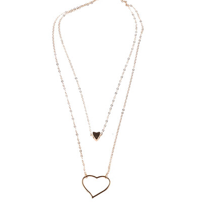 

Hot Sale Gold Color Double Layer Statement Hollow Sequins Love Hearts Necklaces Pendants For Women Valentines Day Gift