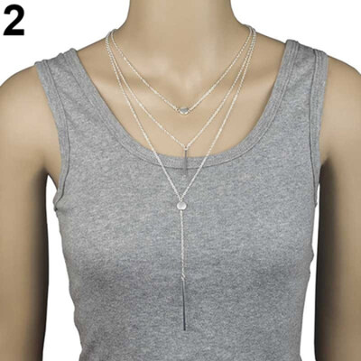 

Fashion Women Multilayer Bar Charm Pendant Necklace Boho Party Jewelry Gift