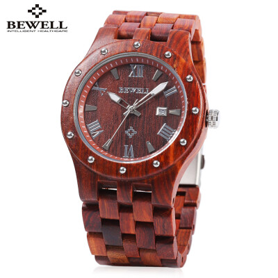 

Bewell ZS - W109A Men Quartz Watch Round Dial Wooden Band Wristwatch