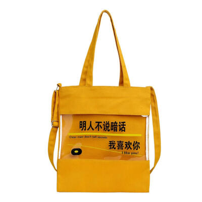 

Fashion Canvas Bag Women Shoulder Bag Chic Transparent Handbag Tote Bag