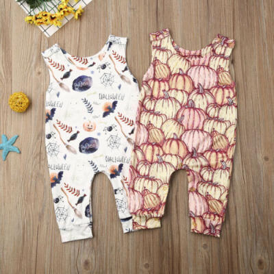 

US 2019 Newborn Infant Baby Unisex Kid Halloween Broom Jumpsuit Vest Clothes Set