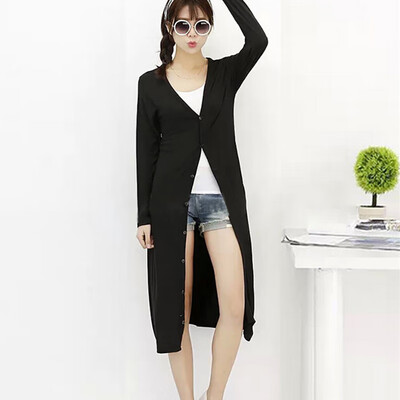 

2019 Women Summer And Autumn Modal Knitted Thin Sunscreen Shirt Stylish Solid Color Simple Casual Style Long Sleeve Womens Coat