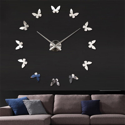 

〖Follure〗Modern Large 3D DIY Mirror Surface Art Wall Clock Sticker Home Office Room Decor