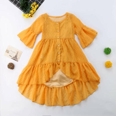 

USA Toddler Baby Girl Boho Ruffle Half Sleeve Princess Dress Party Sundress 1-5T