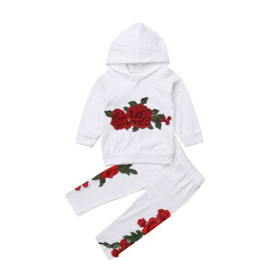 

SUNSIOM 2Pcs Toddler Kids Baby Girls Flowers Hooded Top Pants Outfits Clothes Tracksuit