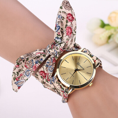 

Women Watches Vogue Floral Strap Wristwatch Womens Jacquard Cloth Quartz Watch Dress Bracelet Relogio Feminino 2018 F