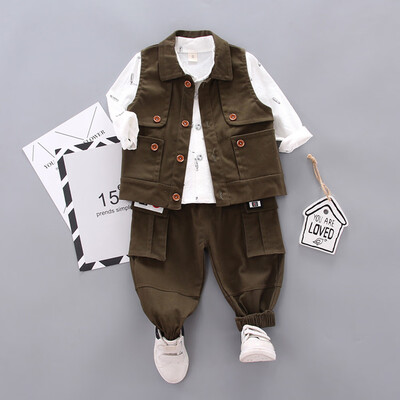 

3pcs Toddler Kids Baby Boys Autumn Coat Long Sleeve Shirt Pants Clothes Outfits Set