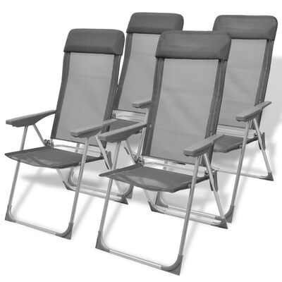 

Camping Chairs 4 pcs Gray Aluminum 22"x236"x441