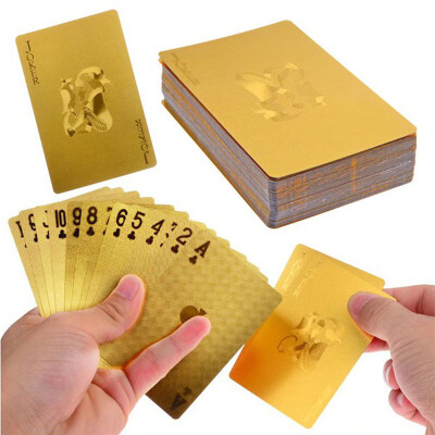 

Durable Waterproof Luxury 24K Gold Foil Poker Playing Cards Deck Carta de Baralho with Box Good Gift Idea