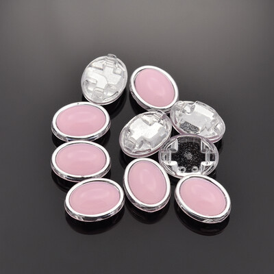 

Sew on Taiwan Acrylic Garment Accessories Oval Pink 17x13x8mm Hole 1mm
