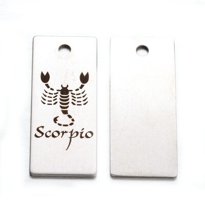 

Spray Painted Stainless Steel Pendants Rectangle with Twelve ConstellationZodiac Signs Scorpio 38x16x1mm Hole 3mm