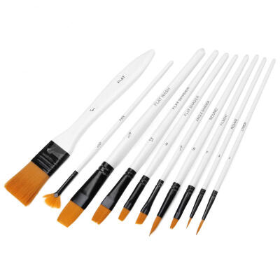 

Greensen 10Pcs Paint Brushes Nylon Hair Wood Handle Different Shape Set For Art Student Artist Painter