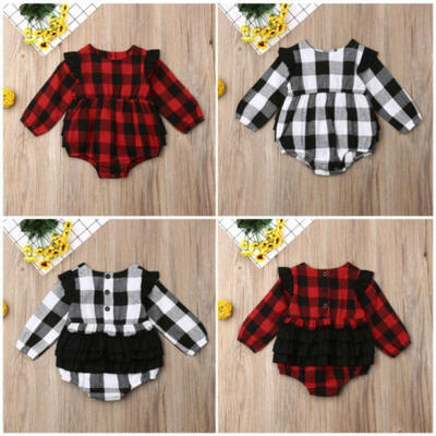 

Newborn Baby Kids Girls Plaid Romper Bodysuit Jumpsuit Playsuit Clothes Outfit