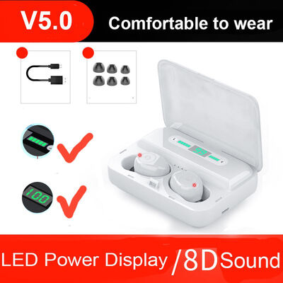 

Bluetooth Earphone 6D Stereo Mini Wireless Earbuds LED Display Wireless Earphones Headphone with Dual Mic Phone Holder