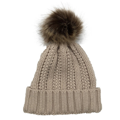 

Women Winter Warm Chunky Knitted Crochet Beanie Hat Fur Pom Ball Ski Cap Outdoor