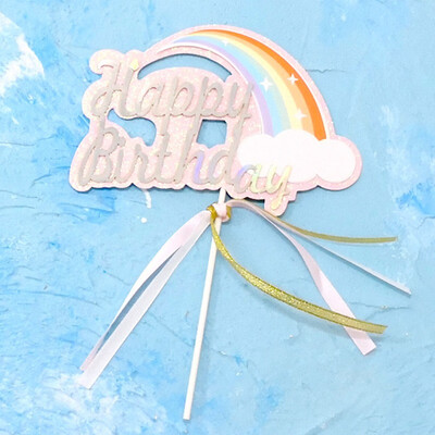 

FUNNYBUNNY Creative Laser Rainbow Plug-in Birthday Cake Plug-in Card Decoration Cake Toppers Birthday Cakes Cupcake Toppers