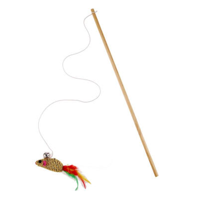 

Cat Stick Mouse Shape Teaser Rod Feather Cat Bells Interactive Toys Random