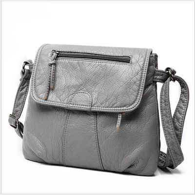 

Hot 2019 Women Handbags Fashion Flap Messenger Bag Women Lady Mini Multi Pocket Single Shoulder Strap Soft Washed Leather Bags