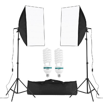 

Professional Studio Photography Cube Umbrella Softbox Light Kit Including 5070cm Softboxes150W 5500K Light Bulbs 2 Meters Light