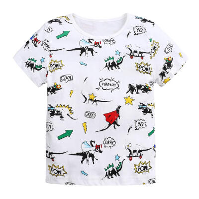 

Kids Boys Short Sleeve T Shirts Printed O-Neck Cotton T-Shirt Summer Tops