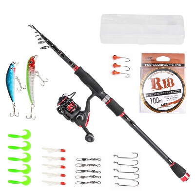 

182124m27m30m Telescopic Fishing Rod Reel Combo Full Kit Fishing Pole Spinning Reel Lures Hooks Swivels Line Set