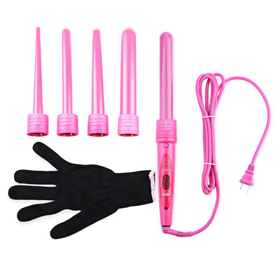

DODO Pro Salon 5-in-1 Interchangeable Hair Curling Iron Multi-size Roller Heat Resistant Glove Set