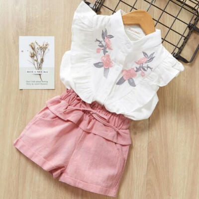 

Kid Baby Girl Floral Tops Shirt Pink Short Pants Legging Outfits Sunsuit Clothes