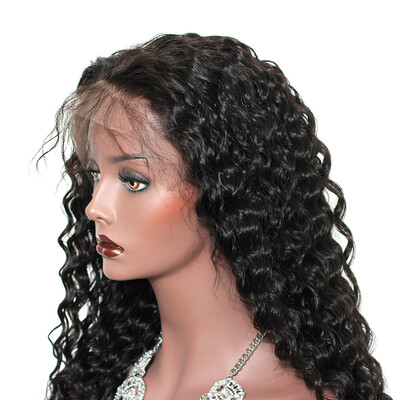 

Dolago Curly Human Hair Wigs 250 Density Malaysian Virgin Loose Lace Front Wig For Women Natural Black Glueless Full End